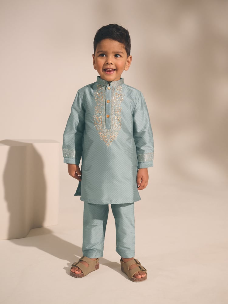 Turqouise Blue EID Kurta (3mths-16yrs) - Image 1 of 8
