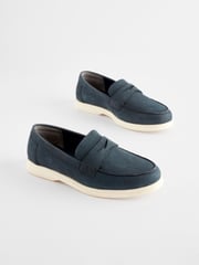 Navy Leather Penny Loafers - Image 1 of 6