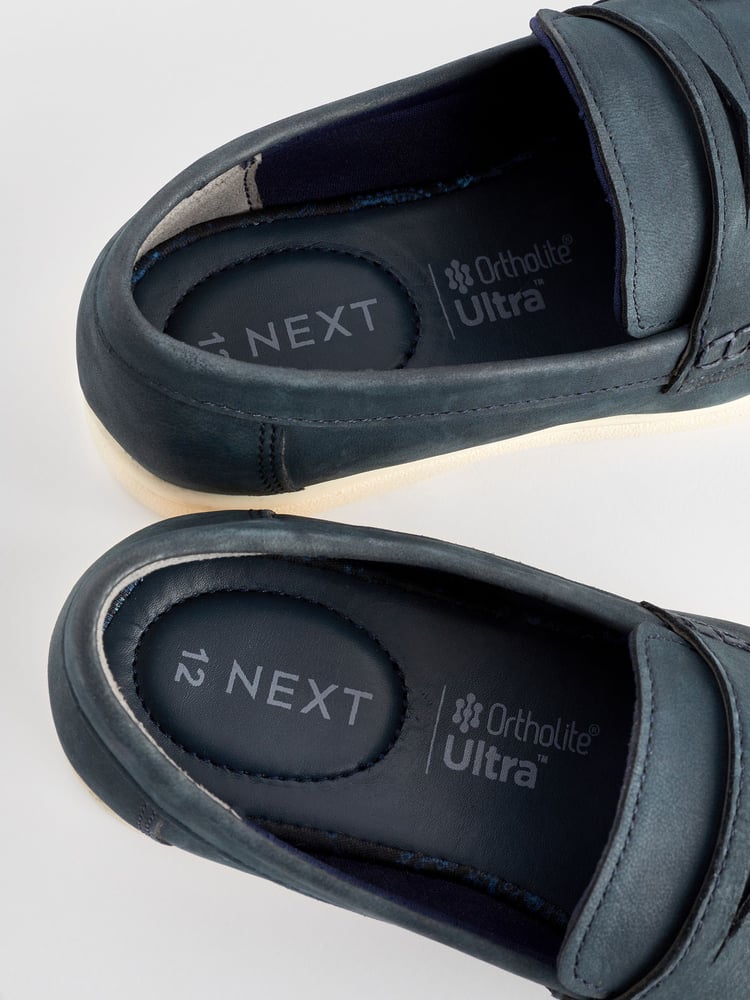 Navy Leather Penny Loafers - Image 6 of 6 Navy Leather Penny Loafers - Image 6 of 6