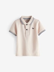 Putty Natural 100% Cotton Short Sleeve Polo Shirt (3mths-7yrs) - Image 1 of 3