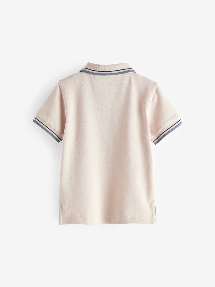 Putty Natural 100% Cotton Short Sleeve Polo Shirt (3mths-7yrs) - Image 2 of 3