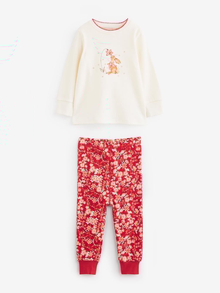 Red/Cream Bunny 3 Pack Long Sleeve Printed Pyjamas (9mths-12yrs) - Image 2 of 2