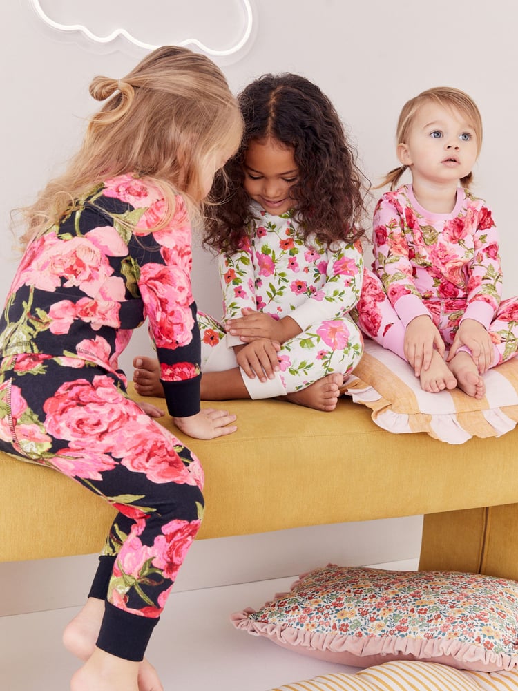 Pink/Black Floral Pyjamas 3 Pack (9mths-16yrs) - Image 2 of 12