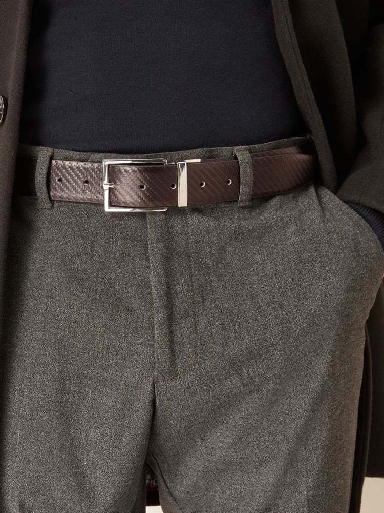 Black/Brown Carbon Print Reversible Belt - Image 1 of 4