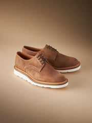 Tan Brown Suede Sanders for Next Wedge Derby Shoes - Image 1 of 7