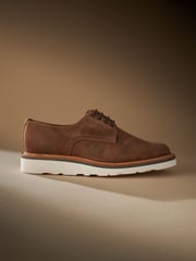 Tan Brown Suede Sanders for Next Wedge Derby Shoes - Image 2 of 7