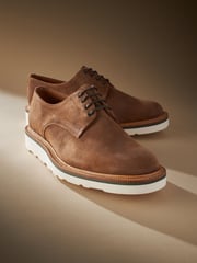 Tan Brown Suede Sanders for Next Wedge Derby Shoes - Image 3 of 7