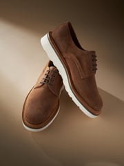 Tan Brown Suede Sanders for Next Wedge Derby Shoes - Image 5 of 7