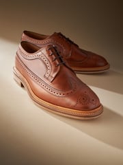 Tan/Brown Leather Sanders for Next Longwing Brogue Shoes - Image 4 of 9