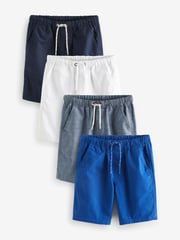 Blue Tones/White 4 Pack 100% Cotton Pull-On Shorts (3-16yrs) - Image 1 of 3