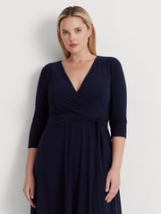 Lauren Ralph Lauren Curve Midi Surplice Dress - Image 3 of 8