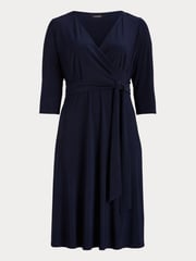 Lauren Ralph Lauren Curve Midi Surplice Dress - Image 8 of 8