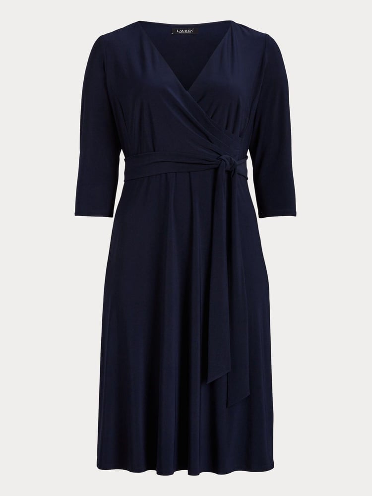 Lauren Ralph Lauren Curve Midi Surplice Dress - Image 8 of 8