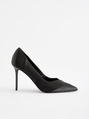 Black Forever Comfort® Sequin Point Toe Slingback Heels - Image 3 of 5