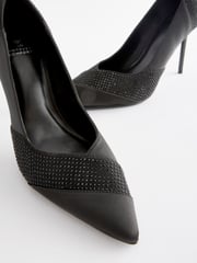 Black Forever Comfort® Sequin Point Toe Slingback Heels - Image 4 of 5