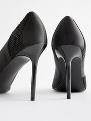 Black Forever Comfort® Sequin Point Toe Slingback Heels - Image 5 of 5