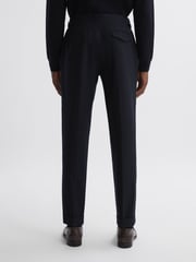 Reiss Navy Beadnell Slim Fit Brushed Wool Trousers - Image 4 of 4