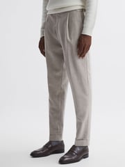 Reiss Oatmeal Beadnell Slim Fit Brushed Wool Trousers - Image 1 of 4