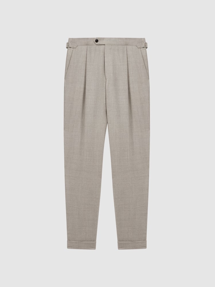 Reiss Oatmeal Beadnell Slim Fit Brushed Wool Trousers - Image 2 of 4