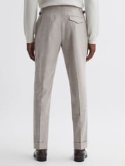 Reiss Oatmeal Beadnell Slim Fit Brushed Wool Trousers - Image 4 of 4