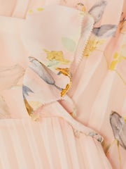 Reiss Pink Sade 9-14 yrs Floral Pleated Cap Sleeve Dress - Image 6 of 6