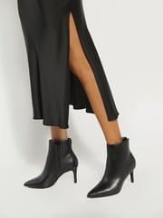 Dune London Black Chrome Obsessive 2 Mid Heel Ankle Boots - Image 2 of 5