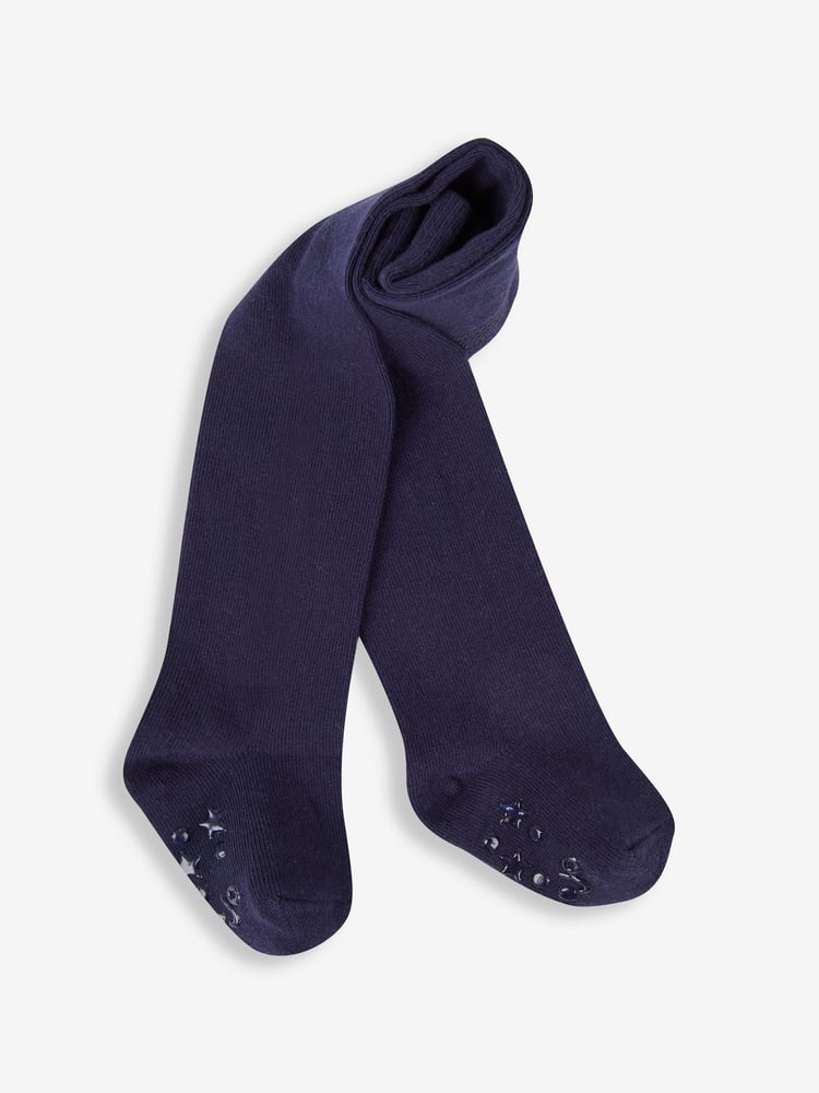 JoJo Maman Bébé Navy Blue 2-Pack Cotton Rich Tights - Image 2 of 3