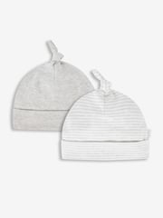JoJo Maman Bébé White 2-Pack Baby Hats - Image 1 of 5