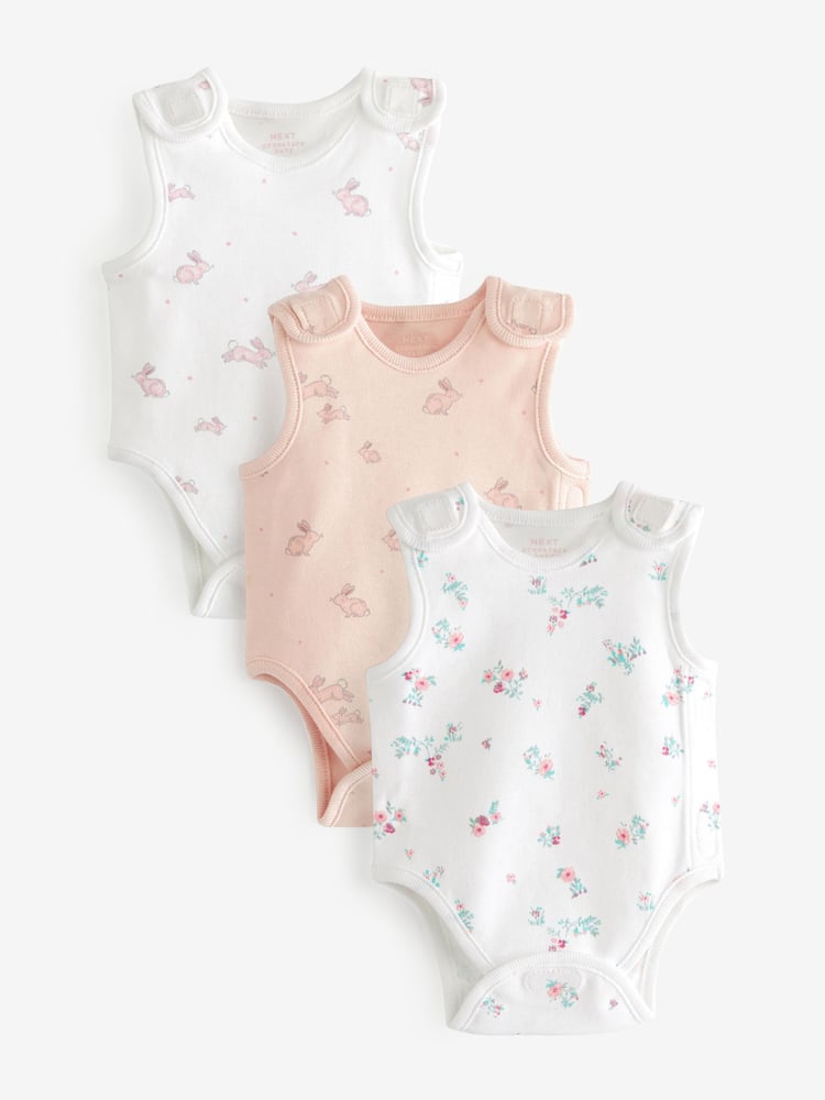 Pink Premature Baby 100% Cotton Vest Bodysuits 3 Pack - Image 1 of 6