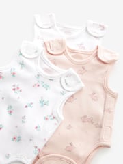 Pink Premature Baby 100% Cotton Vest Bodysuits 3 Pack - Image 6 of 6