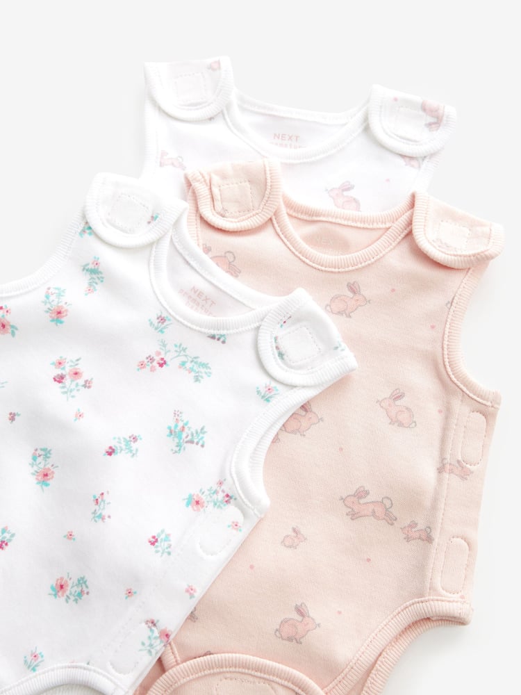 Pink Premature Baby 100% Cotton Vest Bodysuits 3 Pack - Image 6 of 6