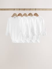 White Baby Hip Dysplasia Long Sleeve Bodysuits 5 Pack - Image 1 of 7