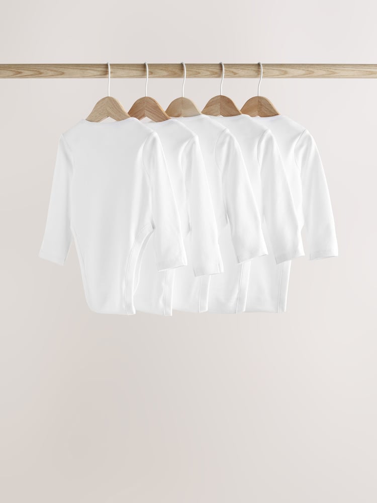 White Baby Hip Dysplasia Long Sleeve Bodysuits 5 Pack - Image 2 of 7