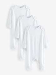White Kind to Skin Baby Sleepsuits 3 Pack (0-2yrs) - Image 1 of 3