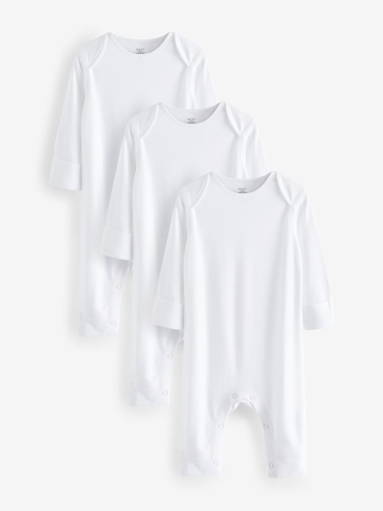 White Kind to Skin Baby Sleepsuits 3 Pack (0-2yrs) - Image 1 of 3