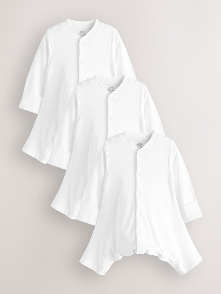White Hip Dysplasia 100% Cotton Baby Sleepsuits 3 Pack (0-3yrs) - Image 1 of 4