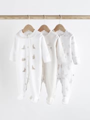 Neutral Bunny 100% Cotton Delicate Baby Sleepsuits 3 Pack (0-2yrs) - Image 1 of 1