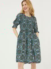 FatFace Green Pacey Mirrored Floral Dress - Image 1 of 6