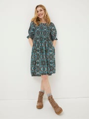 FatFace Green Pacey Mirrored Floral Dress - Image 3 of 6