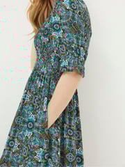 FatFace Green Pacey Mirrored Floral Dress - Image 4 of 6