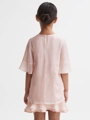 Reiss Pink Tommi Pleated Flare Sleeve Top - Image 5 of 6