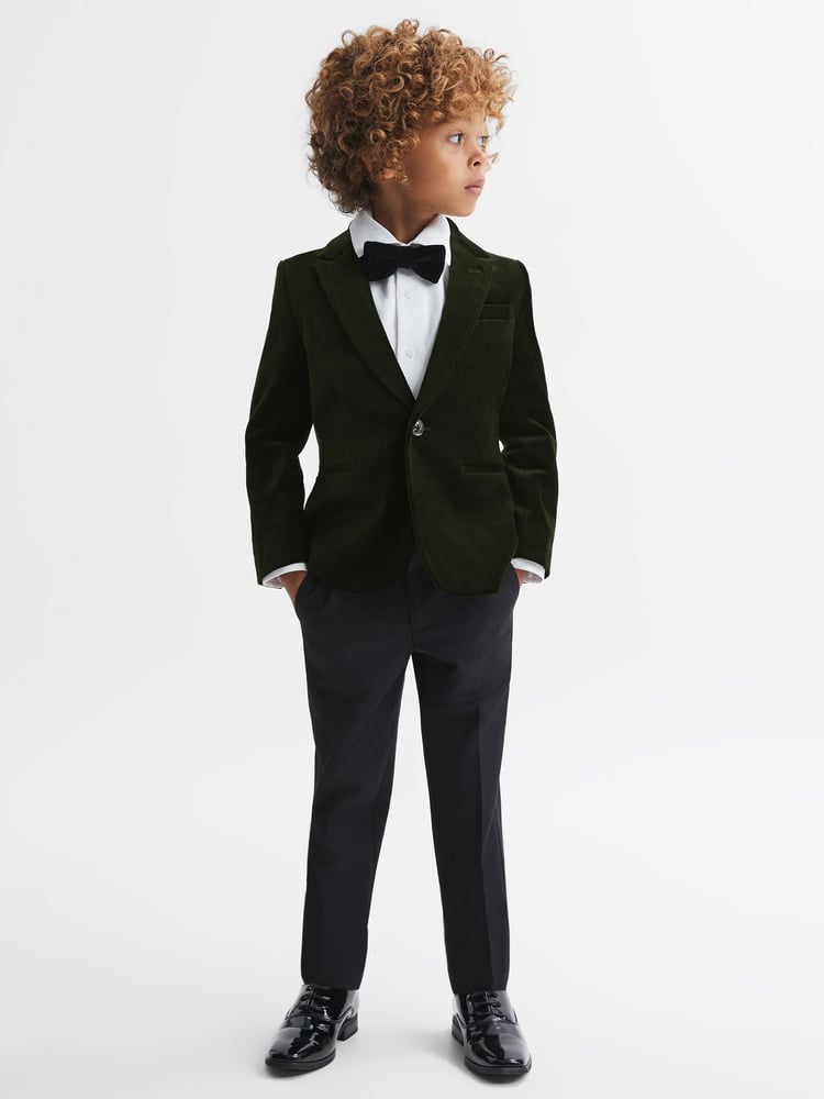 Reiss Emerald Apsara 9-14 yrs Slim Fit Velvet Single Breasted Blazer - Image 1 of 6