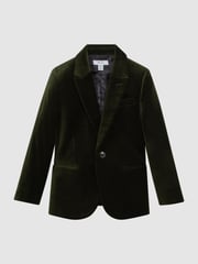 Reiss Emerald Apsara 9-14 yrs Slim Fit Velvet Single Breasted Blazer - Image 2 of 6