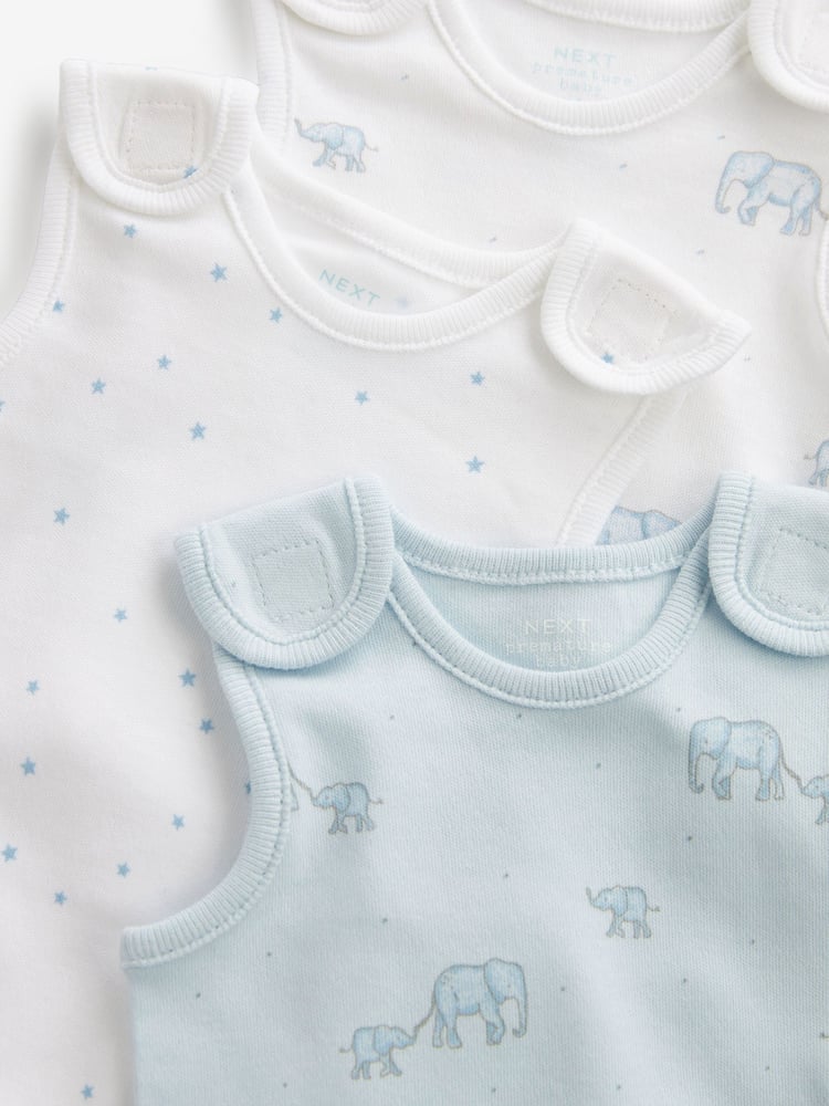 Blue Premature Baby Vest Bodysuits 3 Pack - Image 6 of 6