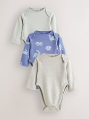 Blue Baby Hip Dysplasia Long Sleeve Bodysuits 3 Pack - Image 1 of 6