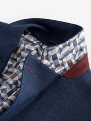 Blue Slim Fit Textured Smart Blazer - Image 11 of 11
