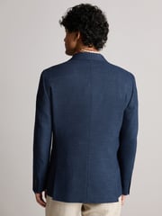 Blue Slim Fit Textured Smart Blazer - Image 3 of 11