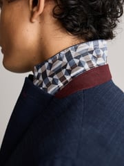 Blue Slim Fit Textured Smart Blazer - Image 4 of 11