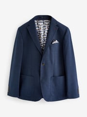Blue Slim Fit Textured Smart Blazer - Image 7 of 11