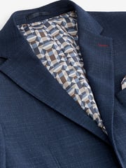 Blue Slim Fit Textured Smart Blazer - Image 9 of 11